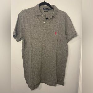 Ralph Lauren Heather Gray Polo Shirt with Pink Logo